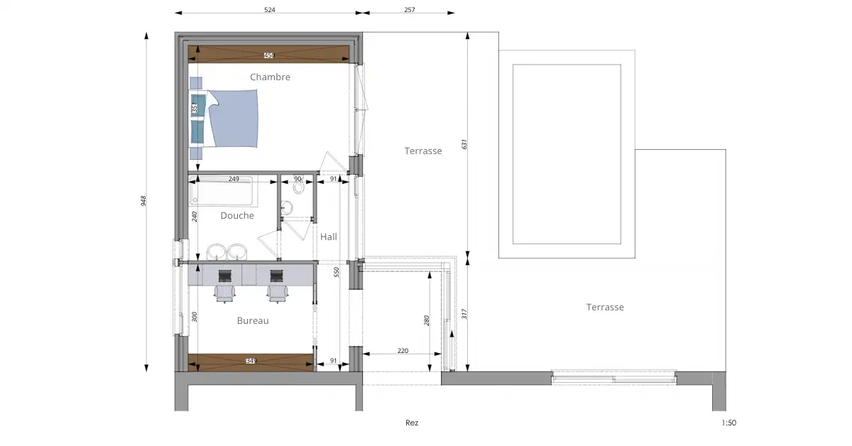 plan extension maison compère
