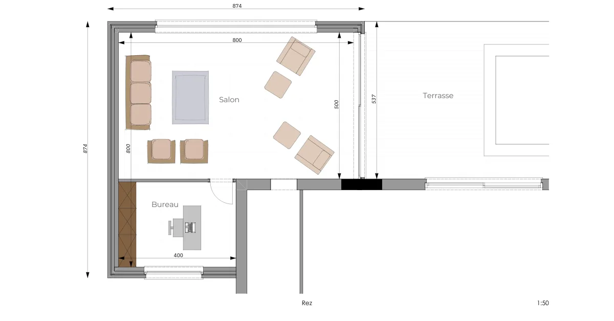 plan extension maison compère